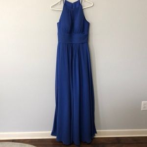 Floor length royal blue gown